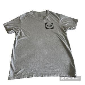 OAKLEY 2XL O Bold Ellipse Men's T-Shirt Gray Casual V Neck Short Sleeve Shirt